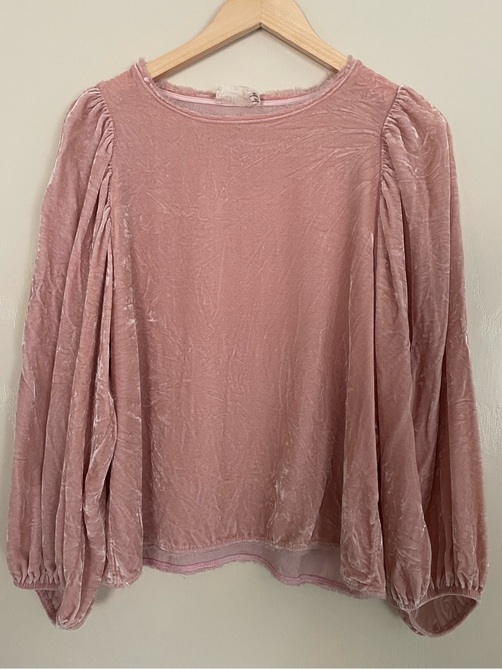 Nation LTD Blush Pink Velvet Puff-Sleeve Blouse